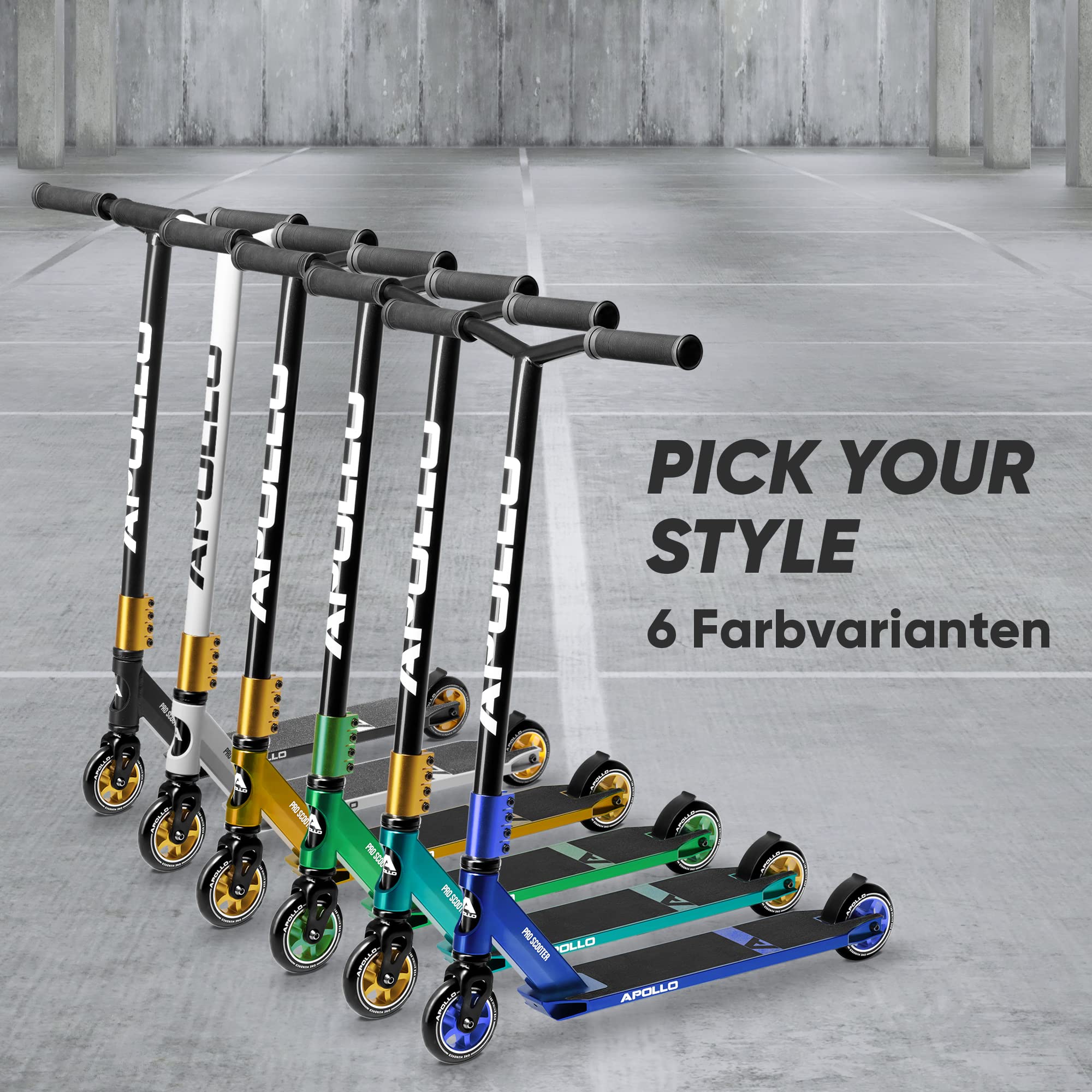 Apollo Stunt Scooter - Star Pro, eloxierter Profi Stuntroller, Kinder Scooter mit ABEC 9 Kugellagern, 100mm Wheels, Stunt Scooter auch für Erwachsene, Trick Roller für Teenies
