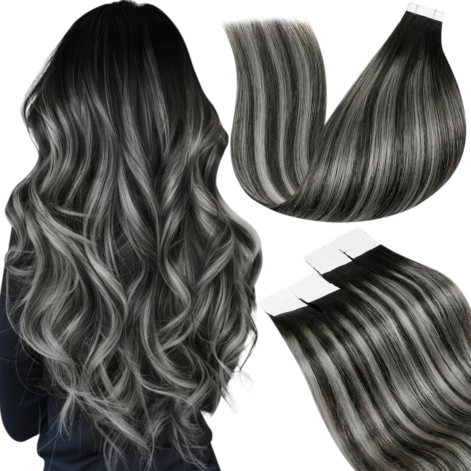 LaaVoo Tape in Extensions Echthaar Remy Haarverlängerung Echthaar Extensions Tapes