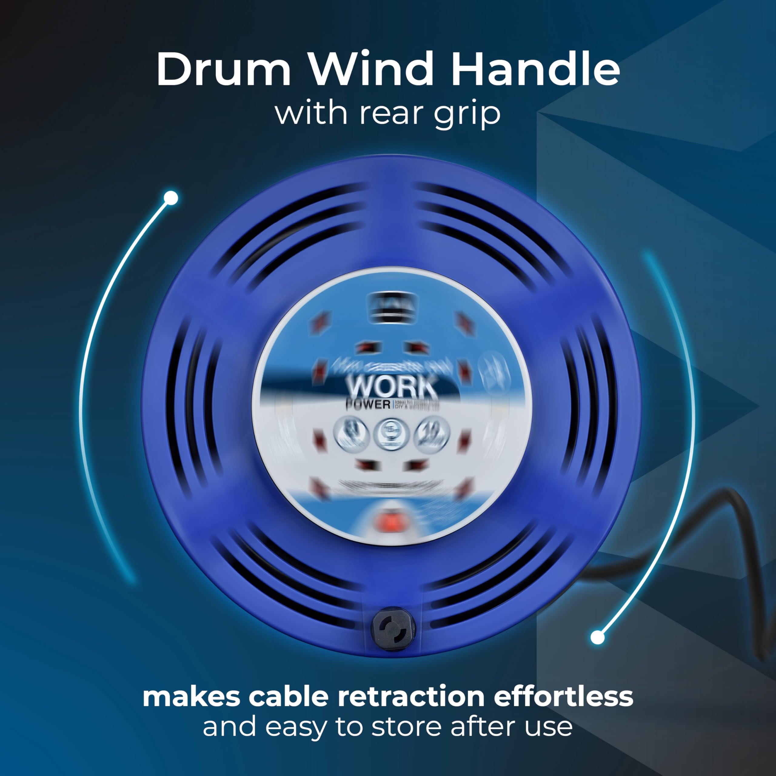 Masterplug Four Socket Cassette Cable Reel, 15 Metres, Blue