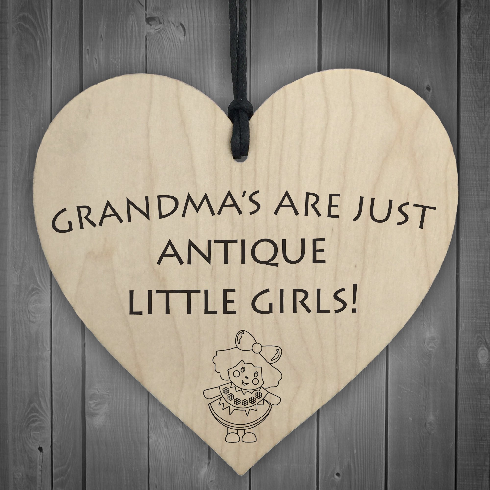 Red Ocean Grandmas Antique Little Girls Novelty Wooden Hanging Heart Funny Nanny Plaque