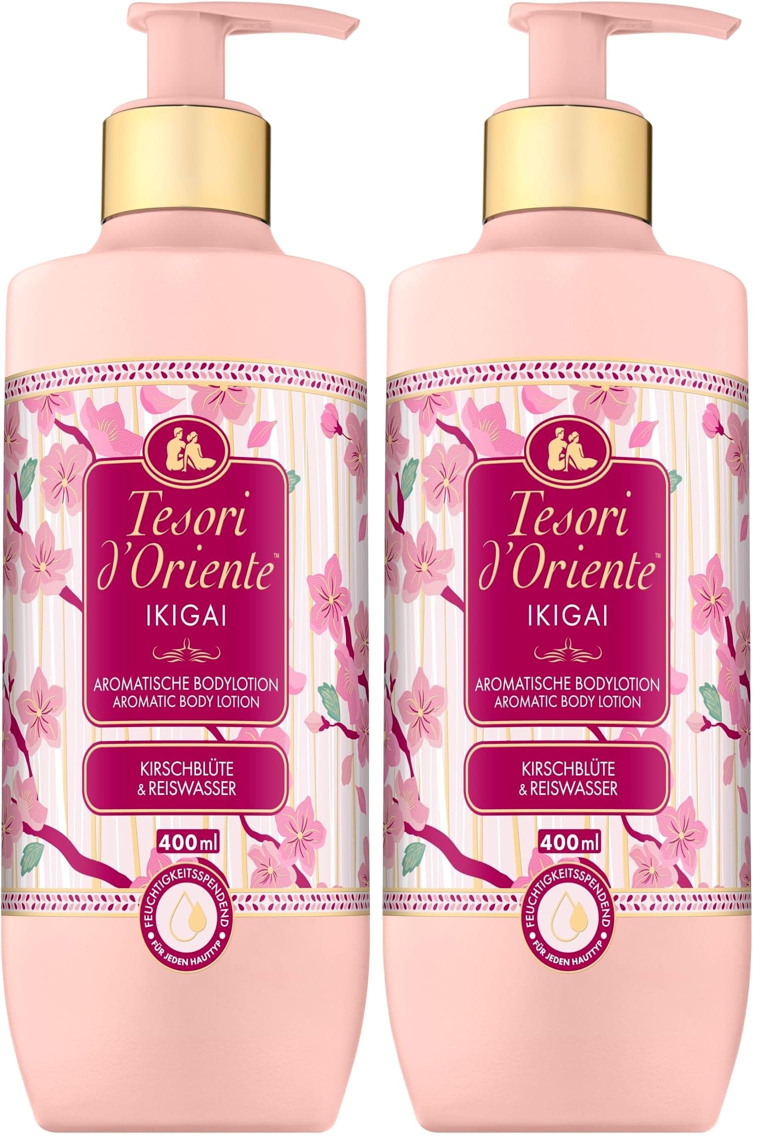 Tesori d'Oriente Bodylotion "Ikigai" |luxuriöse Körperlotion für samtige Haut | mit Kirschblüte & Reiswasser | Bodylotion zur Körperpflege | Ritual für Körper & Sinne | 400ml (Packung mit 2)