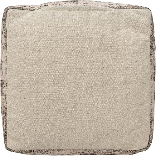 Miniatura 22 de L.R. Resources Inc LR Home Puf otomano de transición de poliéster gris/marfil para decoración del hogar | Reposapiés hecho a mano para decoración de