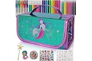 Mermaid Pencil Case with Fruit Scented Mermaid Coloring Set
