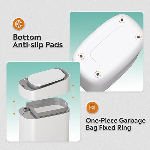 Miniatura 8 de WLIVE - Cubo de basura automático para baño con tapa, 9L/2.4 galones, sensor de movimiento + adsorción automática, cubo de basura inteligente