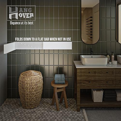 Miniatura 7 de TCO ADVENTURES Estante de secado plegable montado en la pared de 47 pulgadas, elegante colgador invisible mate, plegable de acero inoxidable,