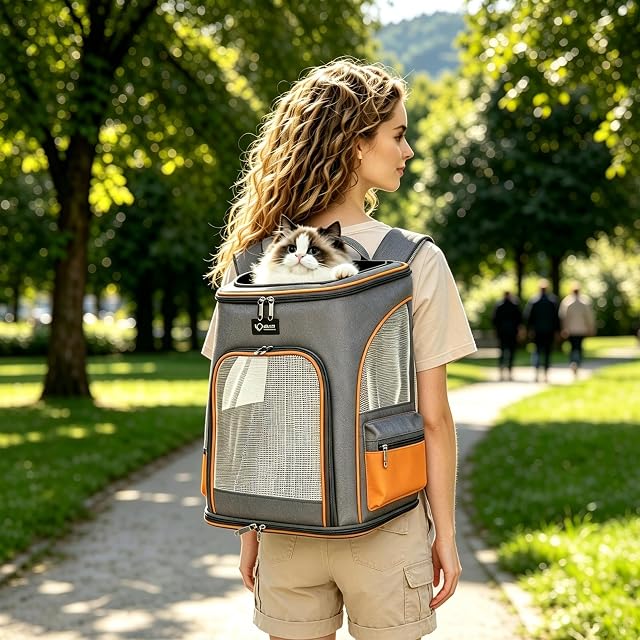 Foto 2 de 8 de PETCUTE Mochila Transportín Perro,Transpirable Mochila para Perros y Gatos con Esructura Sólida,Plegable…