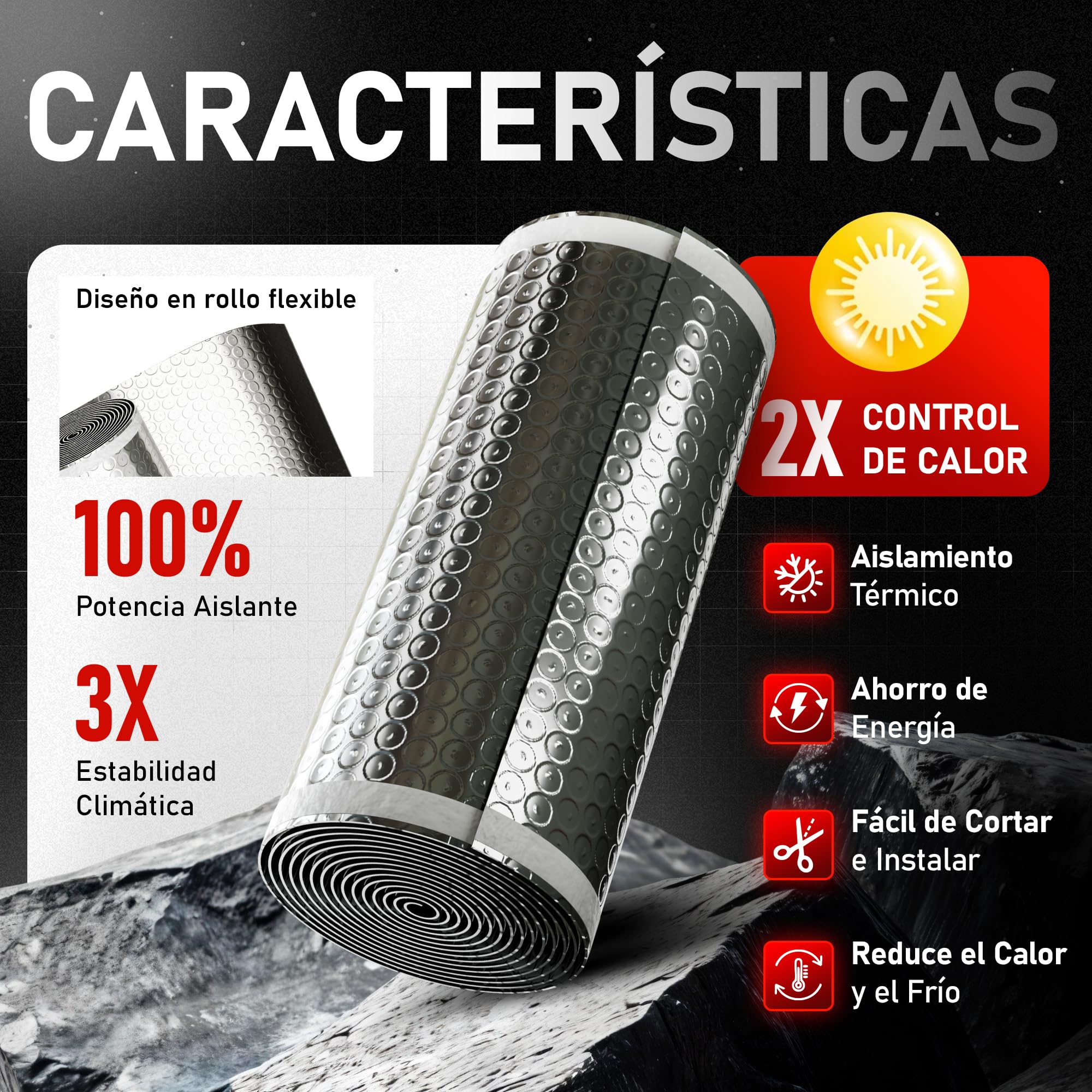 Rollo Aislante Persianas Cajón Autoadhesivo 5m x 25 cm | Aísla Frío, Calor y corrientes de Aire | Ahorro Energético & Mayor Confort (Pack 2)