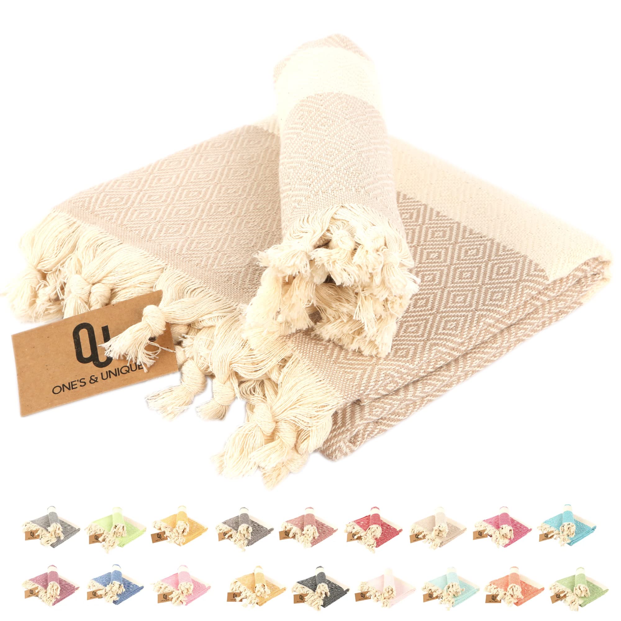 Beach Towel, Special Edition Set 2 Pcs. (XL+S), 100% Organic Cotton Turkish Beach Towels (100x180 & 50x100 CM), Quickdry, Compact & Lightweight Towels, 60% Thicker, Softer, Absorber