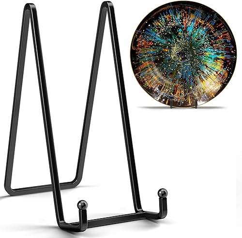 IPAME Soportes de placa grandes de 8 pulgadas para exhibición, soporte de placa de alambre cuadrado de metal + soporte de fotos para libros, platos,