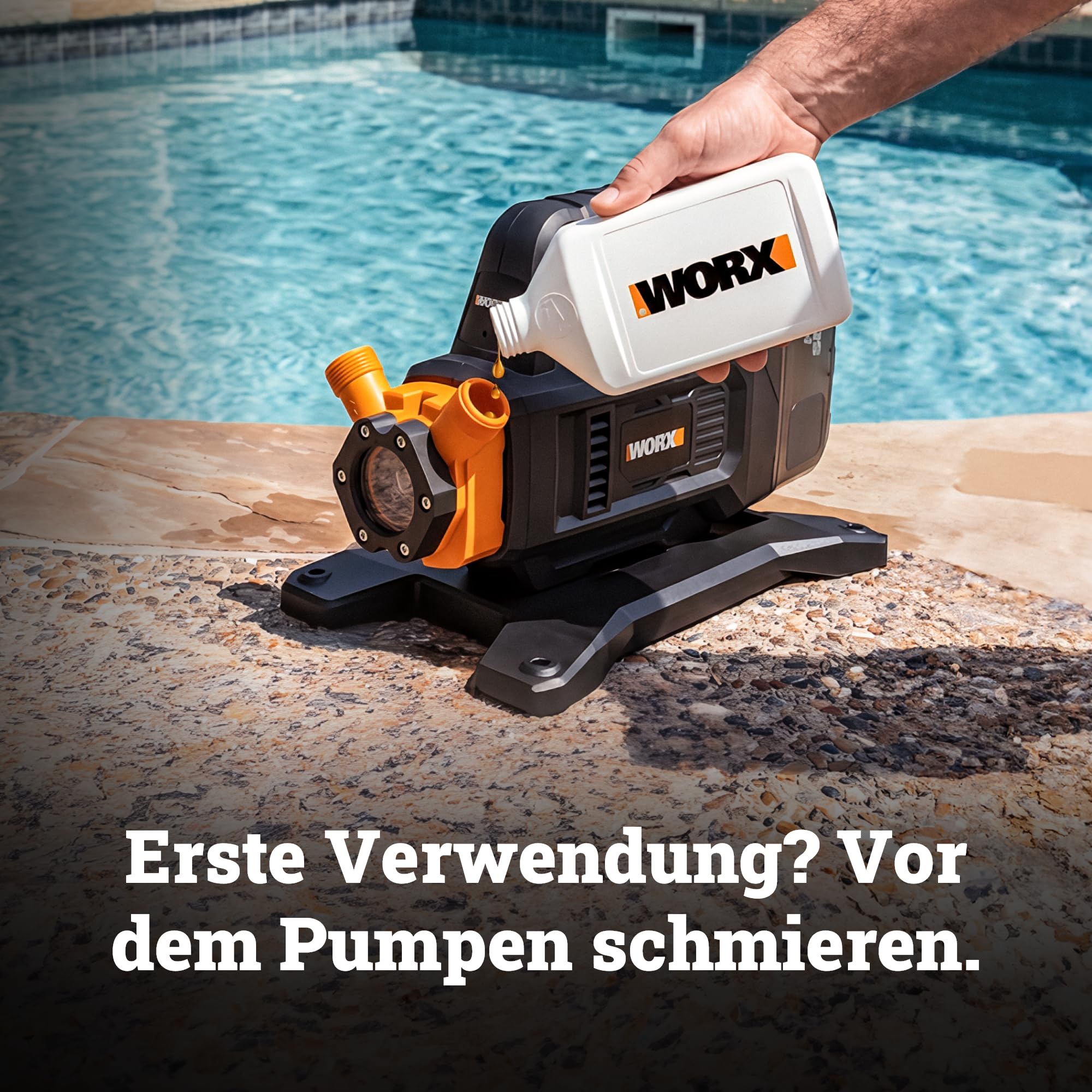WORX WG830E, Akku-Transferpumpe 20V, inkl. Akku & Ladegerät, PowerShare | Wasserpumpe mit 1300 L/h Förderleistung und 10 m Förderhöhe