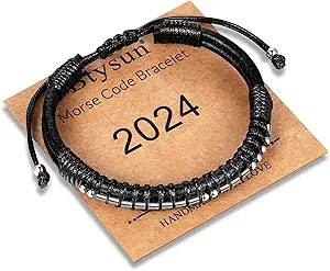 Inspirational Gifts for Men Morse Code Bracelets Mens Bracelets Graduation Gifts for Him Fathers Day Adjustable Leather Bracelet Motivational Birthday Annivesary Jewelry Stocking Stuffers for Men