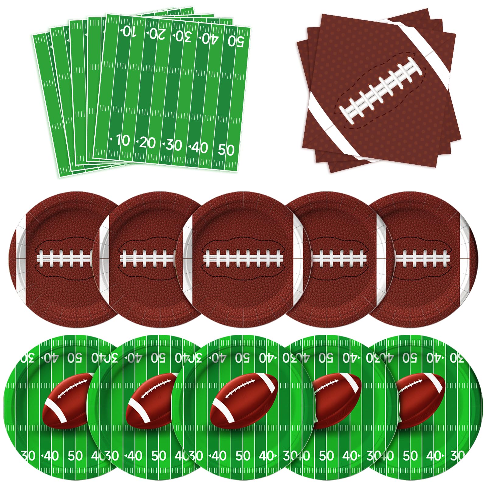 Football Party Supplies Kit Serve 50, Football Party Favors Set Includes Dinner Plates, Dessert Plates, Napkins, Birthday Gifts
