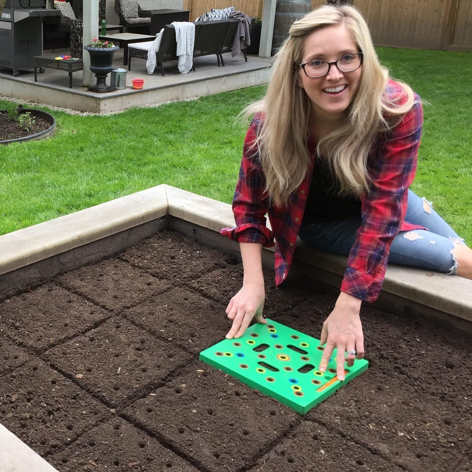 Patented Seed and Seedling Spacer Tool for Bigger Harvests, Organized Plants & Fewer Weeds – Color-Coded Gardening Template with Dibber, Seed Spoon, Ruler & Planting Guide