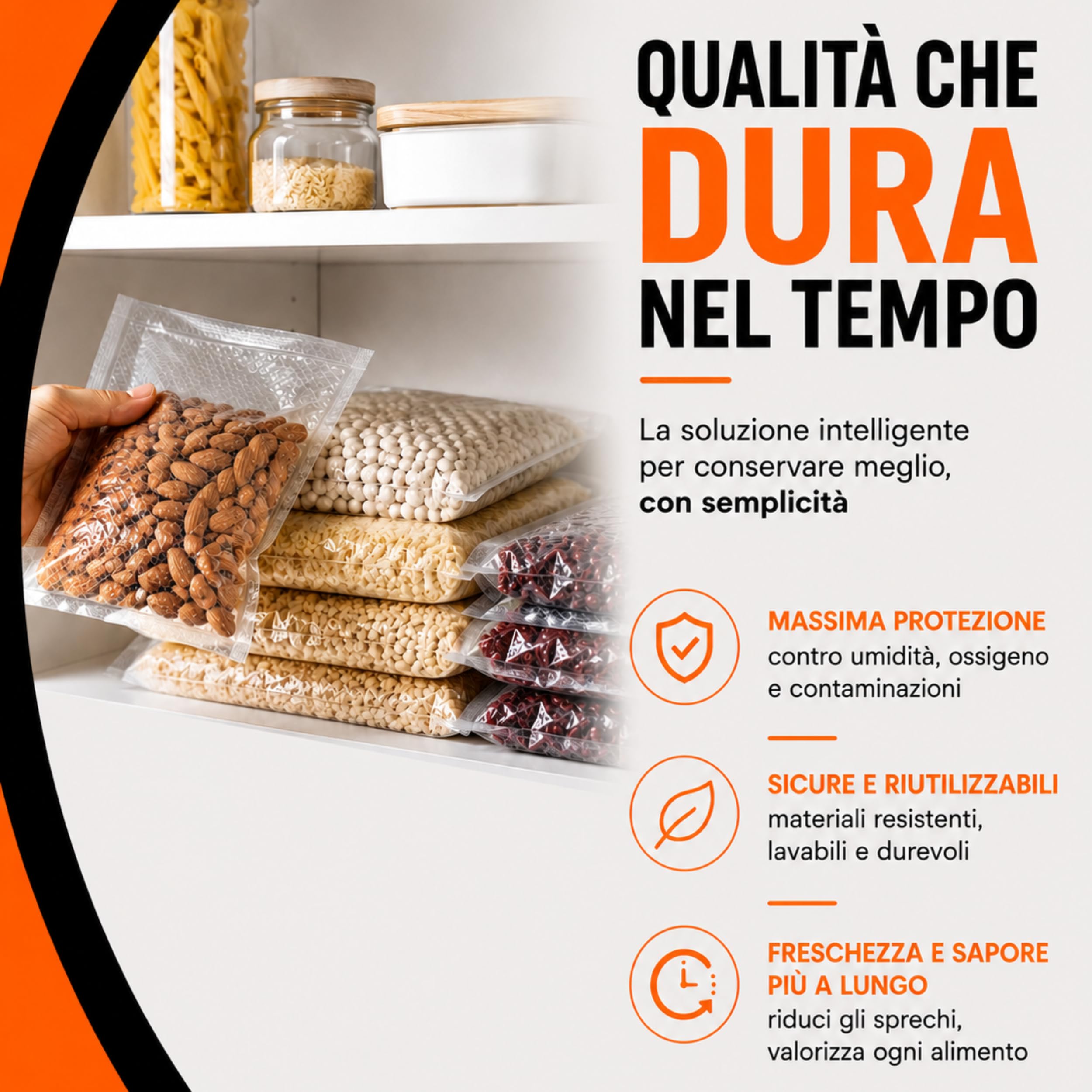 ELETTROCASA - Buste Sottovuoto Alimenti 28x35 cm - Buste per Sottovuoto Per Alimenti Goffrati 100pz - SV 8 - Sacchetti Sotto Vuoto 5 Strati Trasparenti
