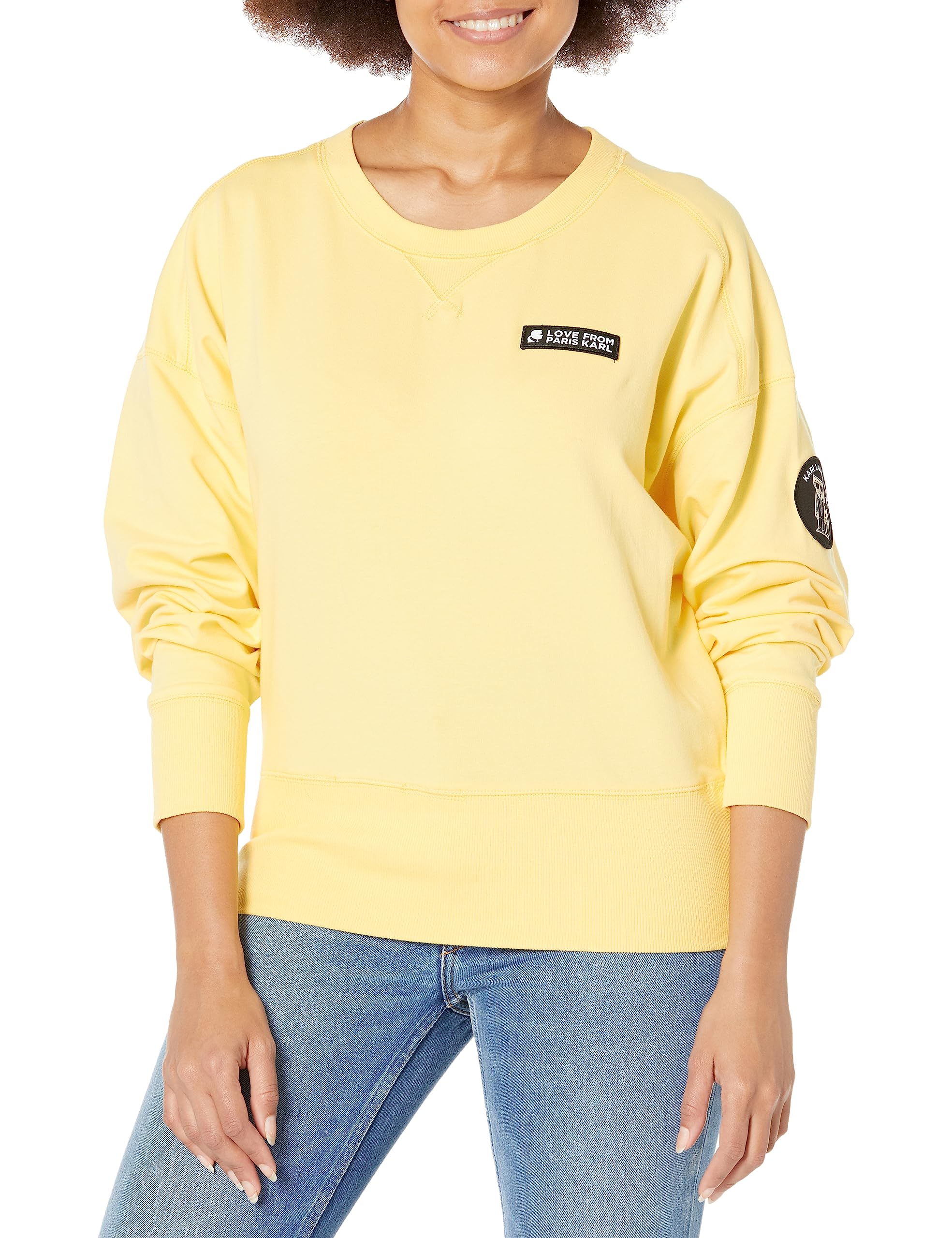 Karl Lagerfeld Paris Women's Long Sleeve Graphic Crewneck Sweatshirt