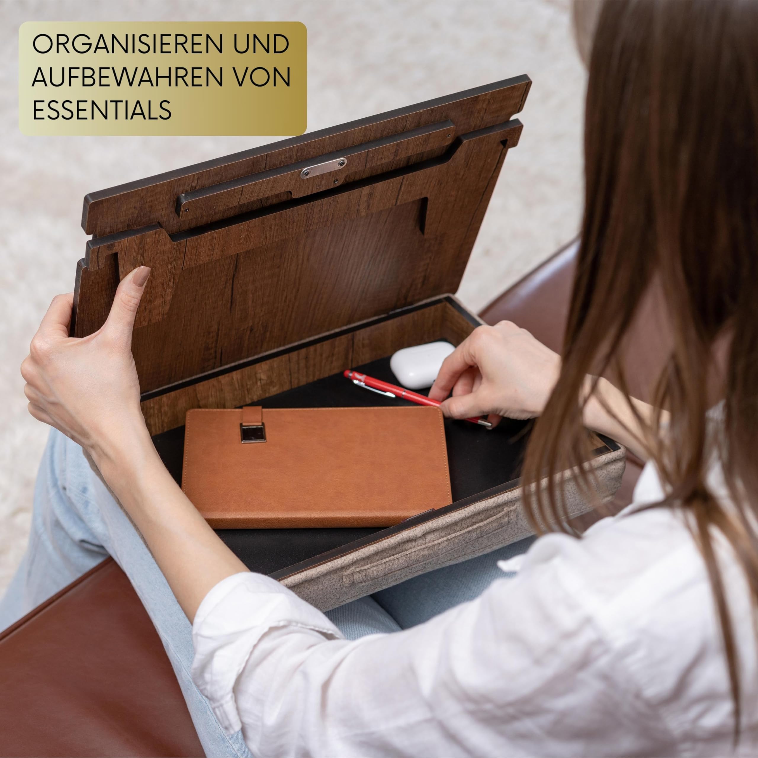 Vigo Wood Buchständer mit Stauraum, Buchhalter, Leseständer, Kochbuchhalter, Rezeptbuch Ständer, Holz Buchstützen zum Lesen, Kochbuchständer für die Küche, Buchhalter zum Lesen im Bett (Walnuss)