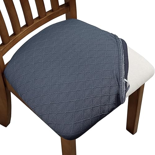 Vista 99 de YISUN Juego de 6 fundas para asiento para silla, de piel sintética, impermeables, para sillas de comedor, fundas elásticas para sillas de comedor