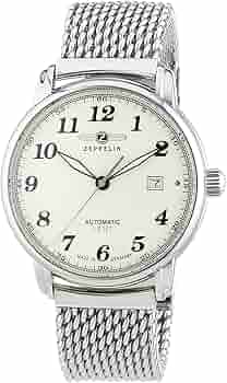 Zeppelin Men's 7656M5 Automatic Analog Watch, Beige Dial, Silver