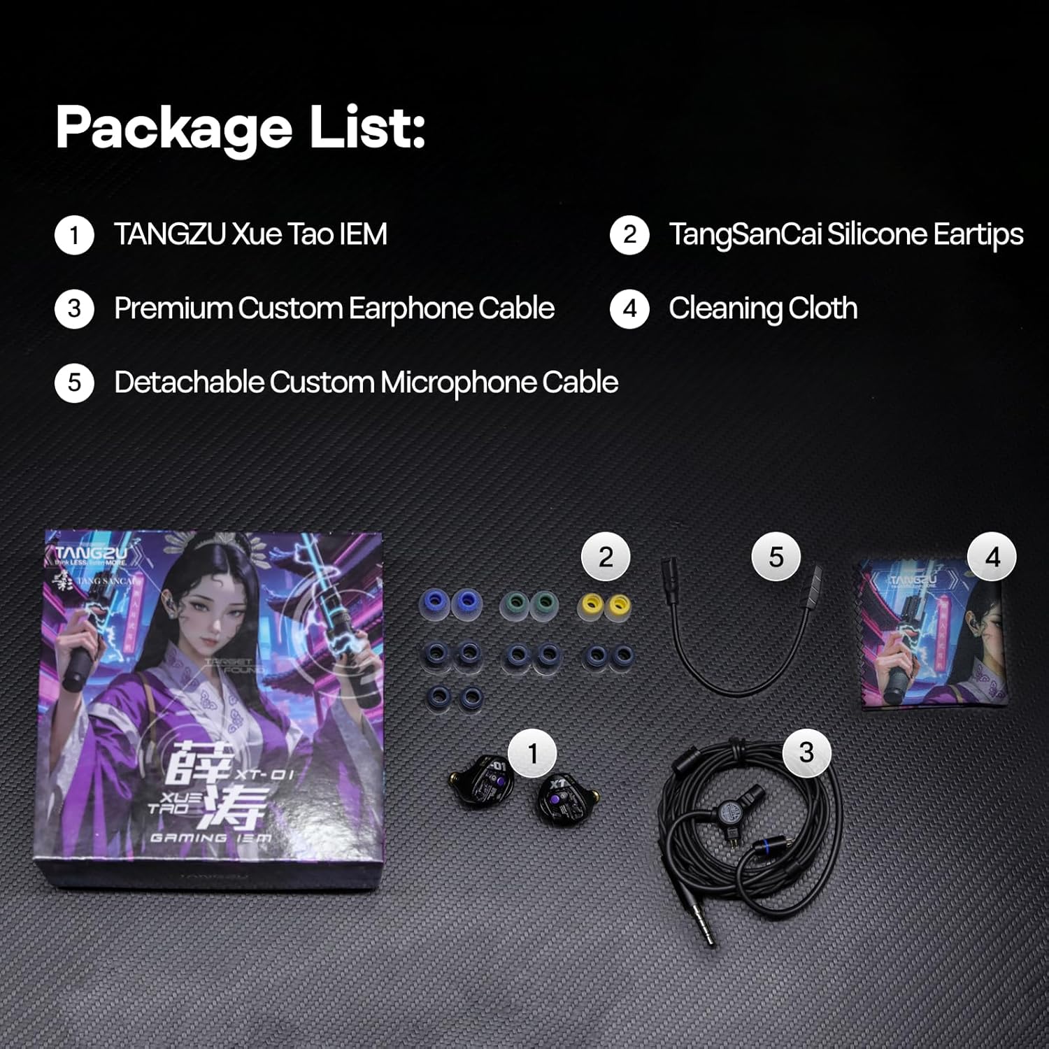 Linsoul TANGZU Xue Tao Gaming IEMs, HiFi Wired Earbuds with Detachable Mic,10mm Glass Diaphragm Driver in Ear Monitor,with 2Pin Detachable OFC Cable for Audiophile Gamers (TypeC MIC)