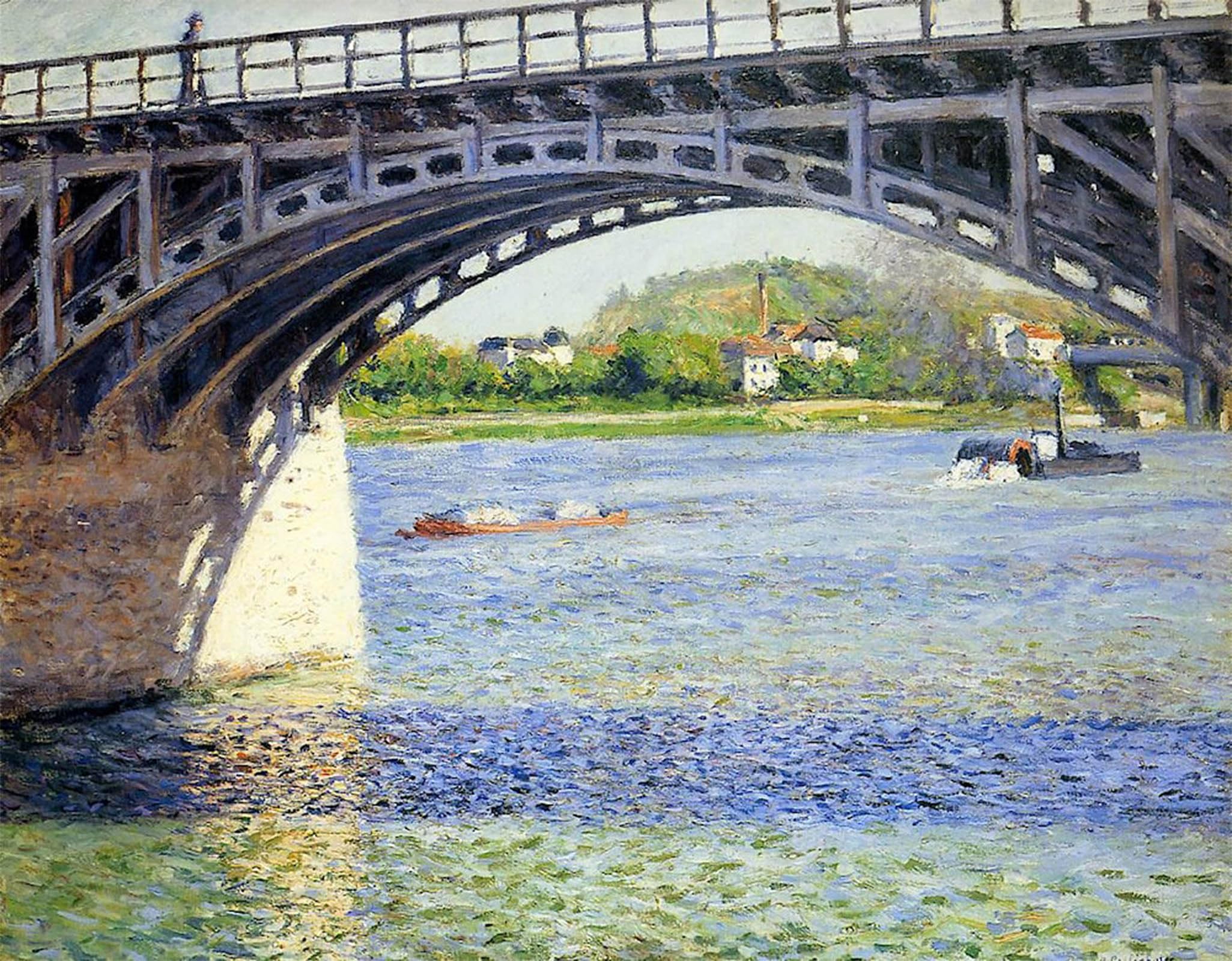 ARTXLXXBN Famous Prints Artwork Pictures Poster Painting Art the Argenteuil Bridge and the Seine by Gustave Caillebotte Artwork Landscape Pictures for Home Decor 60x90cm