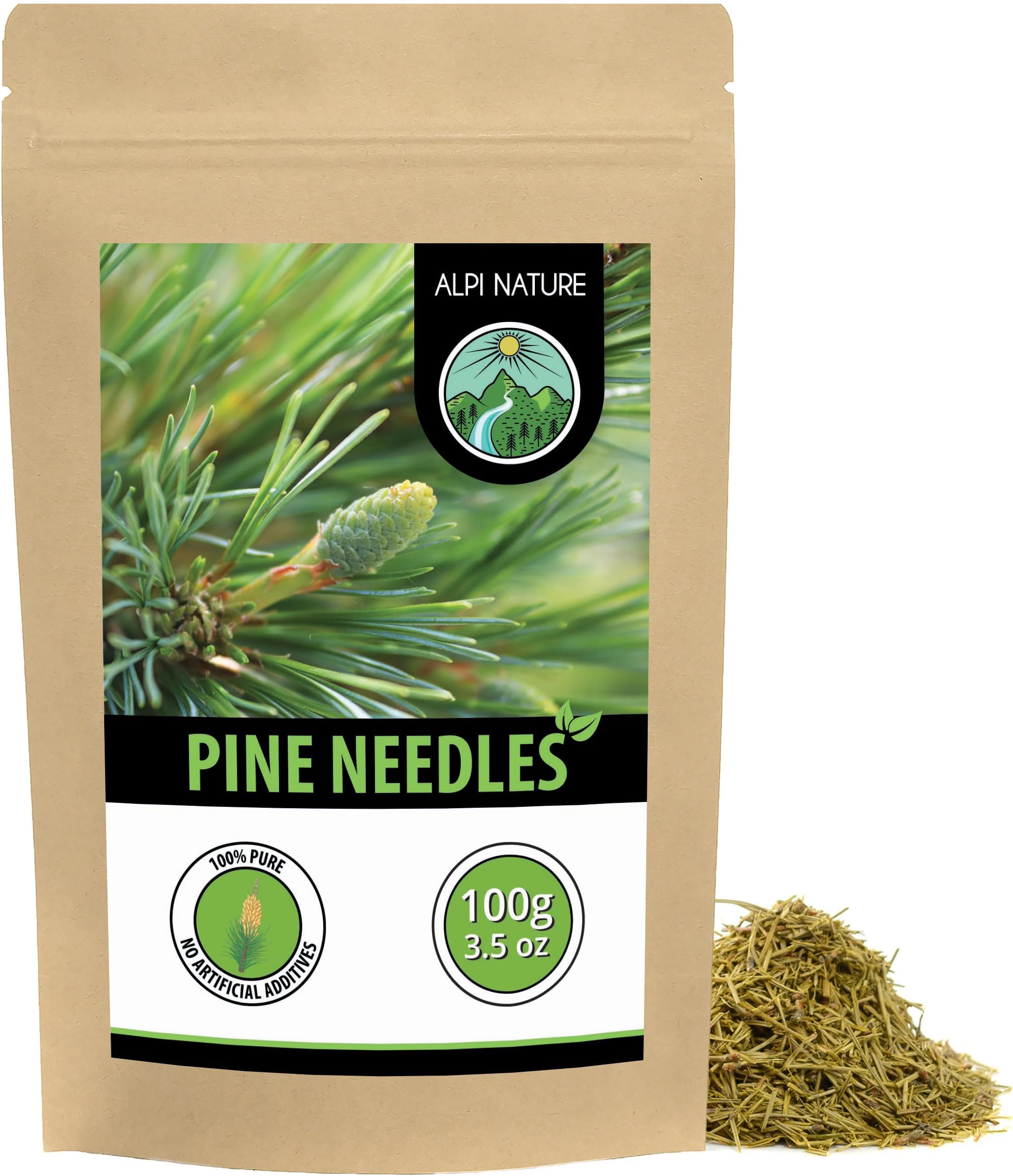 Alpi Nature Pine Needle Tea 100g 3.5 oz, Dried and Cut Pine Needles for Tea Preparation