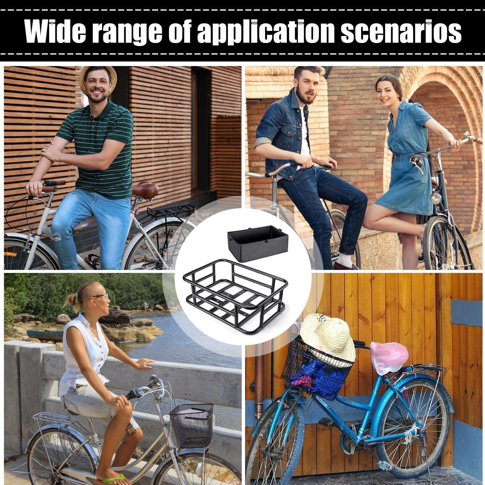 Rear Basket, Heavy Duty Bicycle Basket, Rear Rack Basket, Cargo Basket, Basket With Liner, Electric Rear Basket, Heavy Duty Rear Rack Basket, Biciclette Cargo Basket,