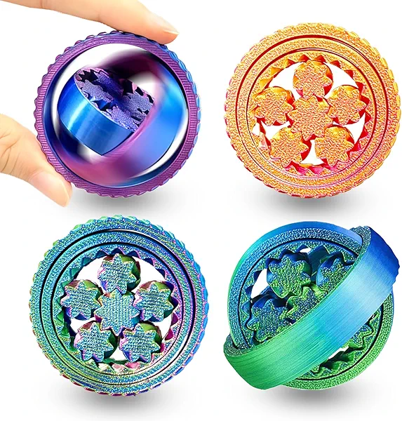 3D Printed Toy Fidget Spinner - 4PCS Stress Relief Sensory Toy for Adults, Office Desk Toy, Stocking Stuffers Bulk Birthday Party Halloween