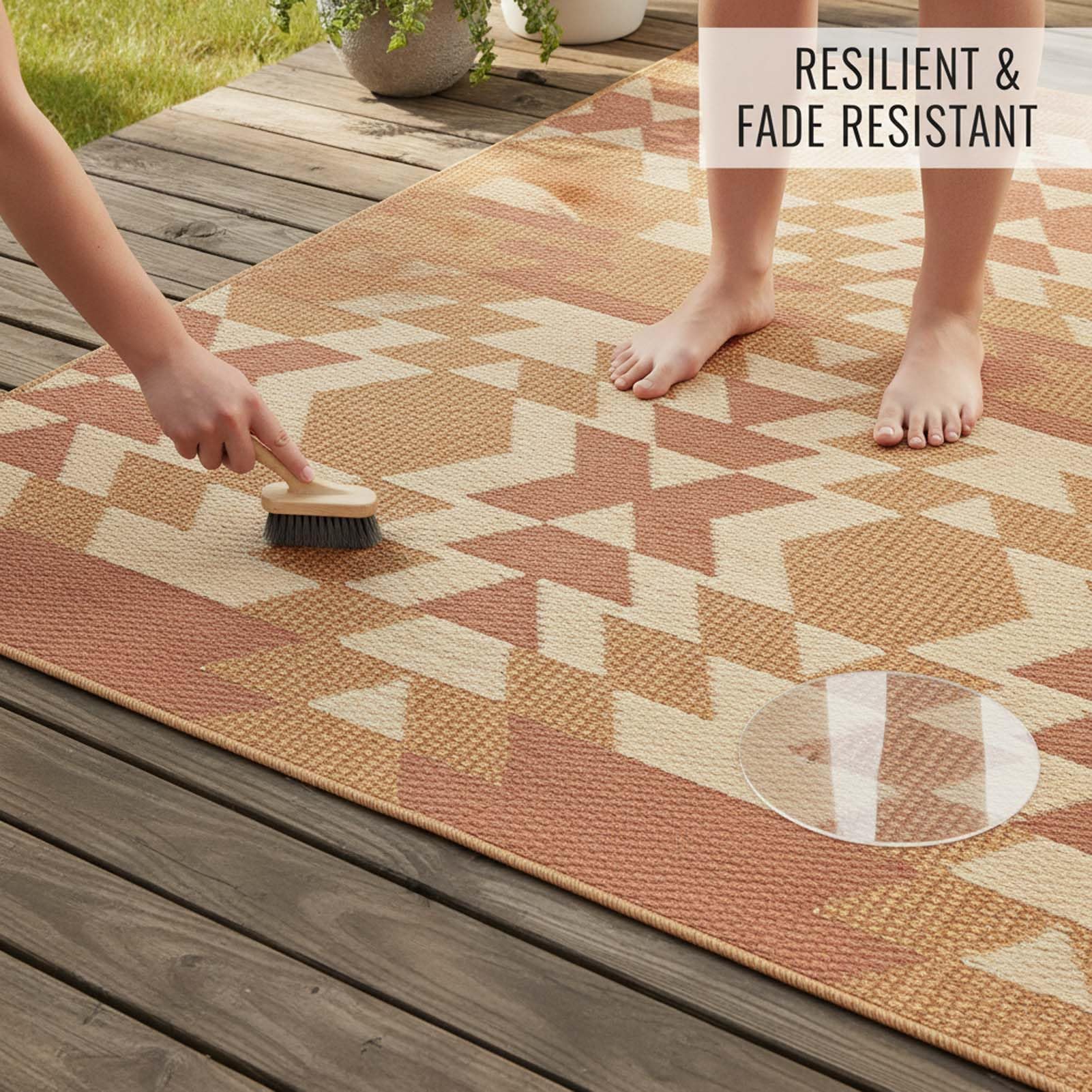 Tapis Pliable pour Intérieur et Extérieur, Tapis de Sol Antidérapant, Tapis en Velours Cristal Lavable, pour Table de Terrasse, Balcon, Jardin, Camping, Véranda, Salon