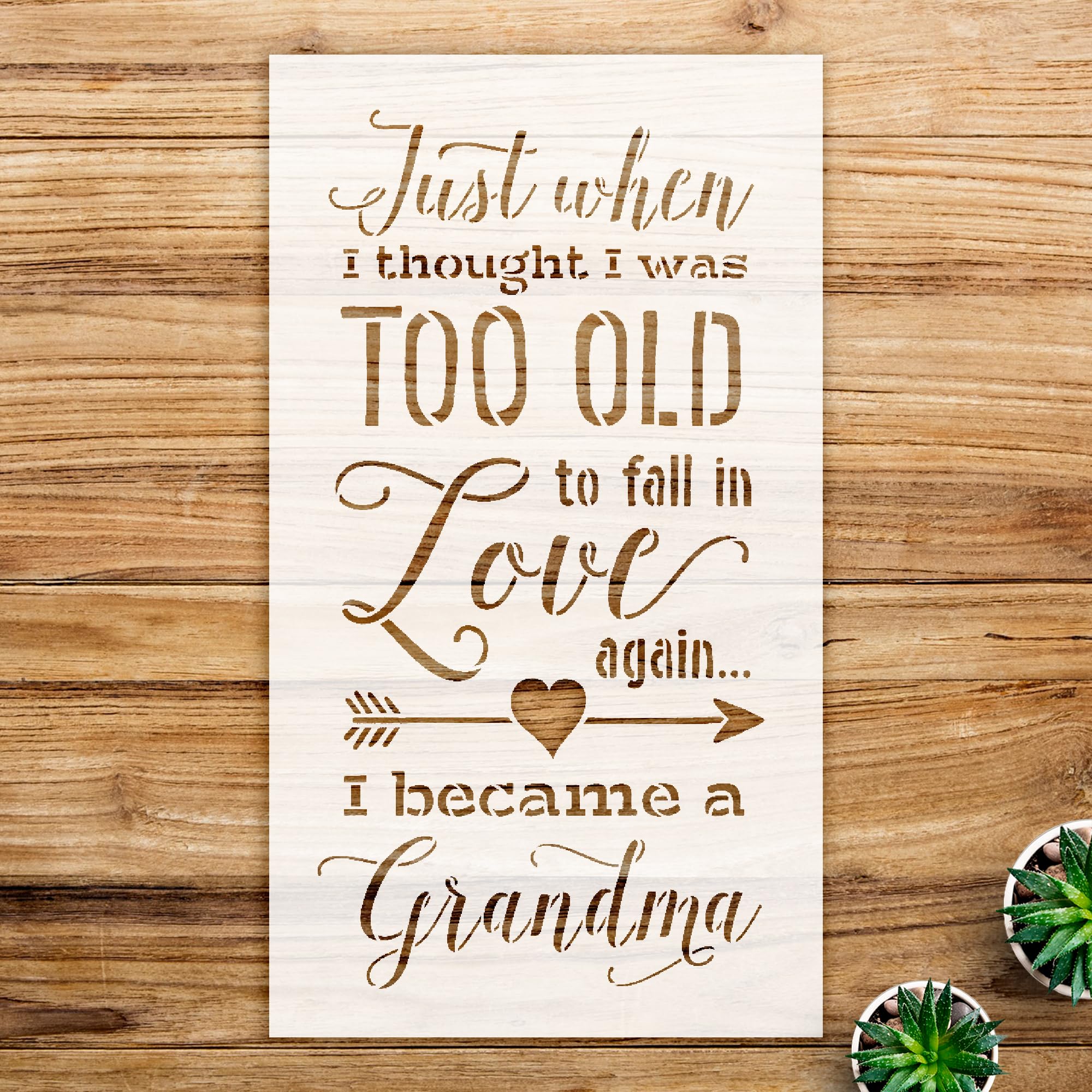 Fall in Love Again Stencil Pattern for Wood Signs and Crafts, Reusable Mylar Template, Ideal for Home Decor and Seasonal Projects - Size A3 (9.3