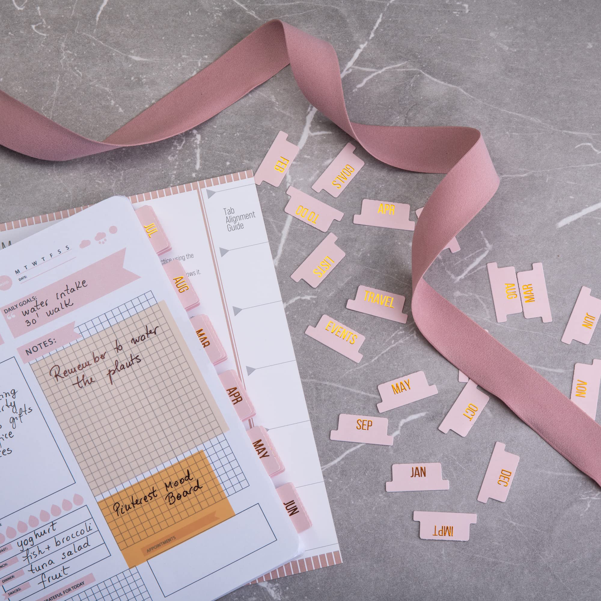 DiverseBee Onglets Mensuels En Feuille D'or, 24 Onglets