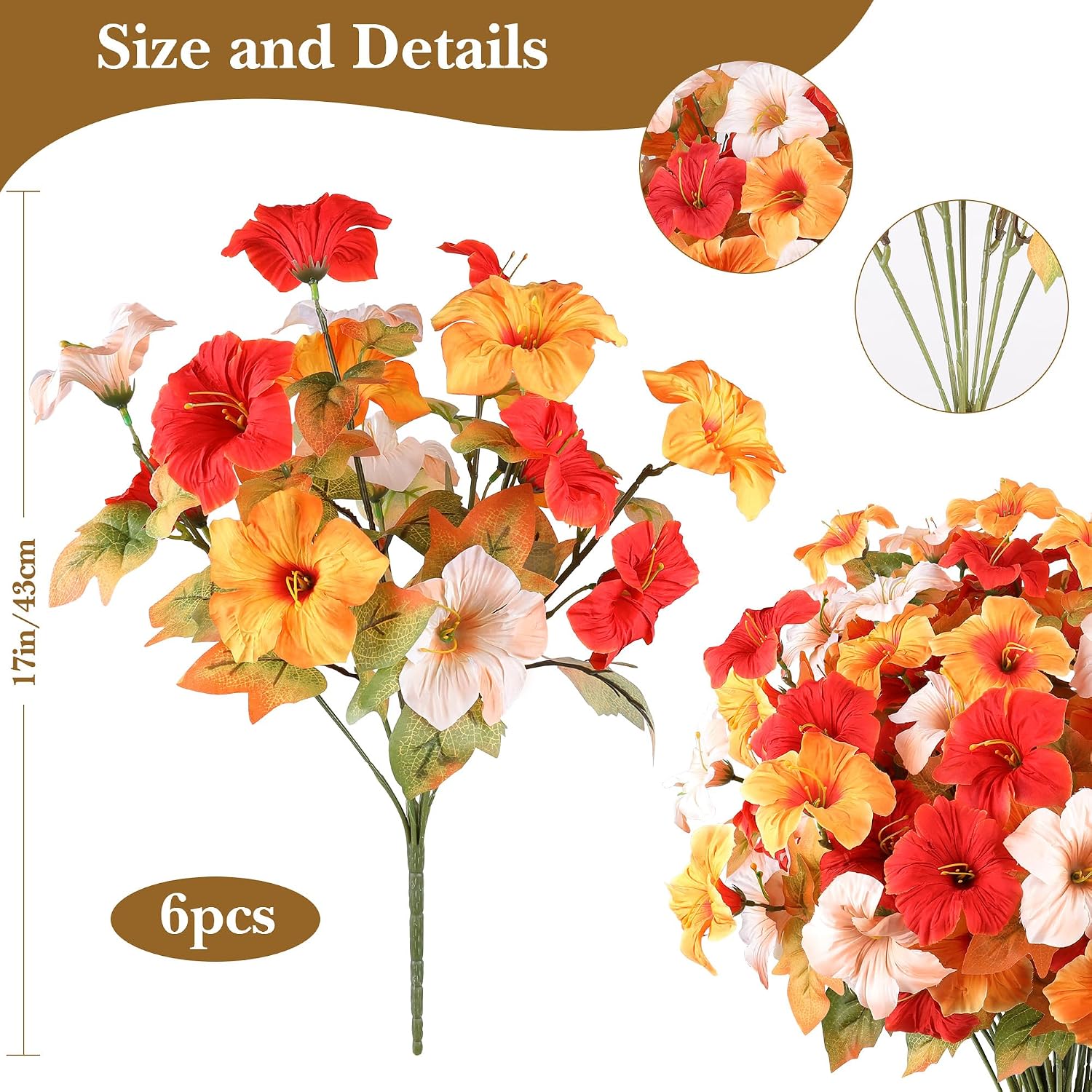 6 Pack Artificial Fall Petunia for Outdoors No Fade Fall Decor image 5