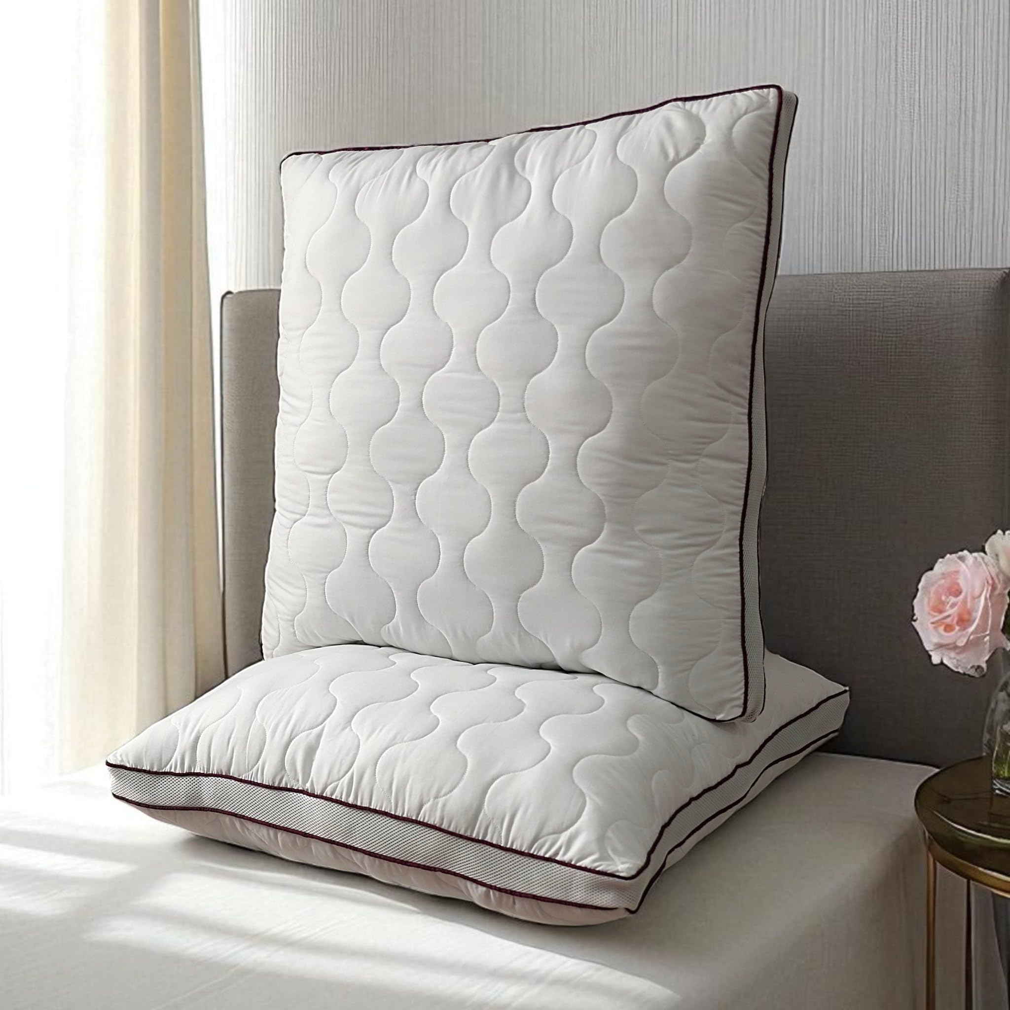Kopfkissen 80x80 cm – Atmungsaktives Mikrofaser Kissen mit Airflow-Netz, verstellbare Füllung mit Reißverschluss, waschbar, weich & stützend – Made in Germany – 1er oder 2er Pack (2er-Pack)