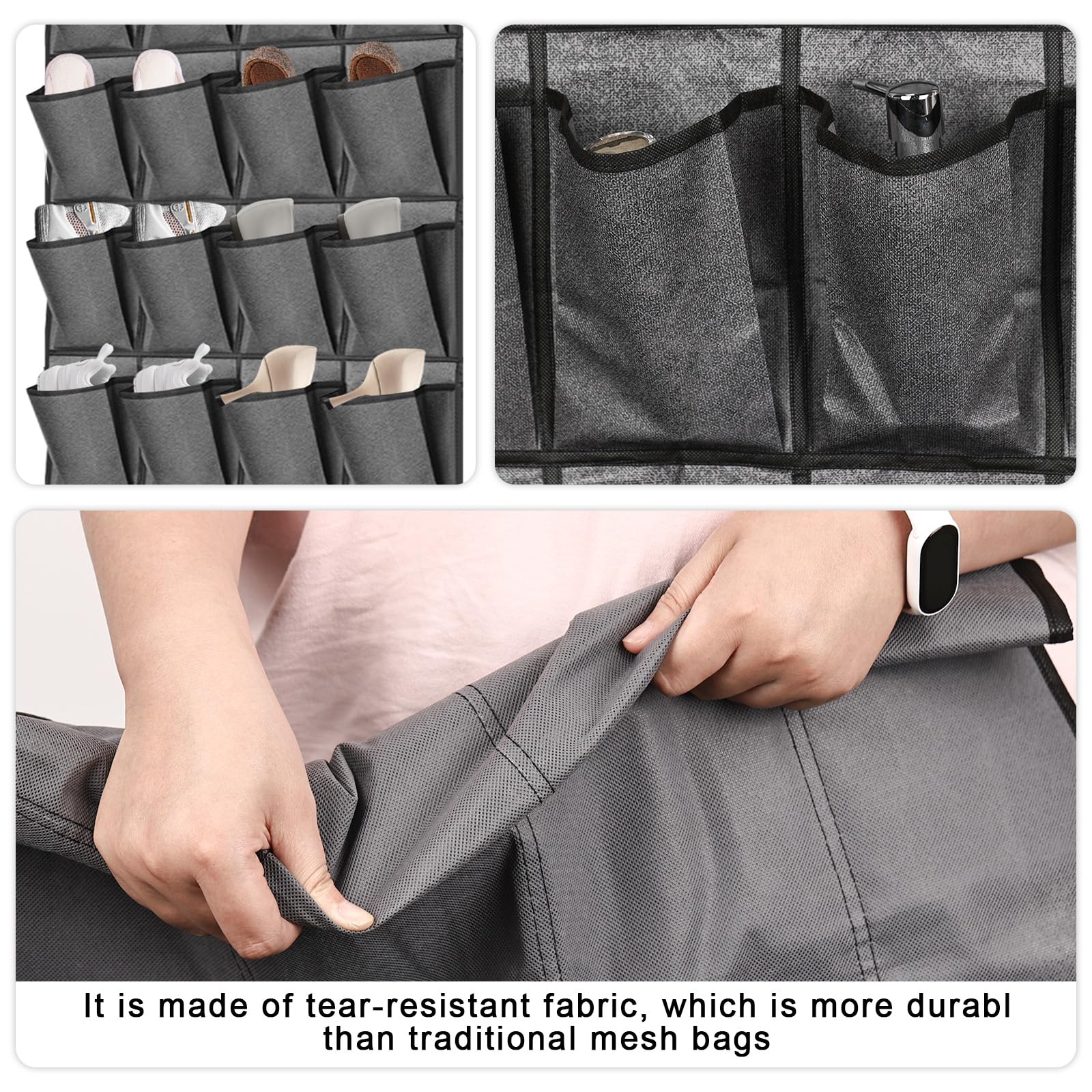 Scarpiera porta a parete con 4 ganci, organizer da appendere con 28 grandi tasche, organizer per scarpe, adatto a 14 paia di scarpe per dormitori, appartamenti e camper