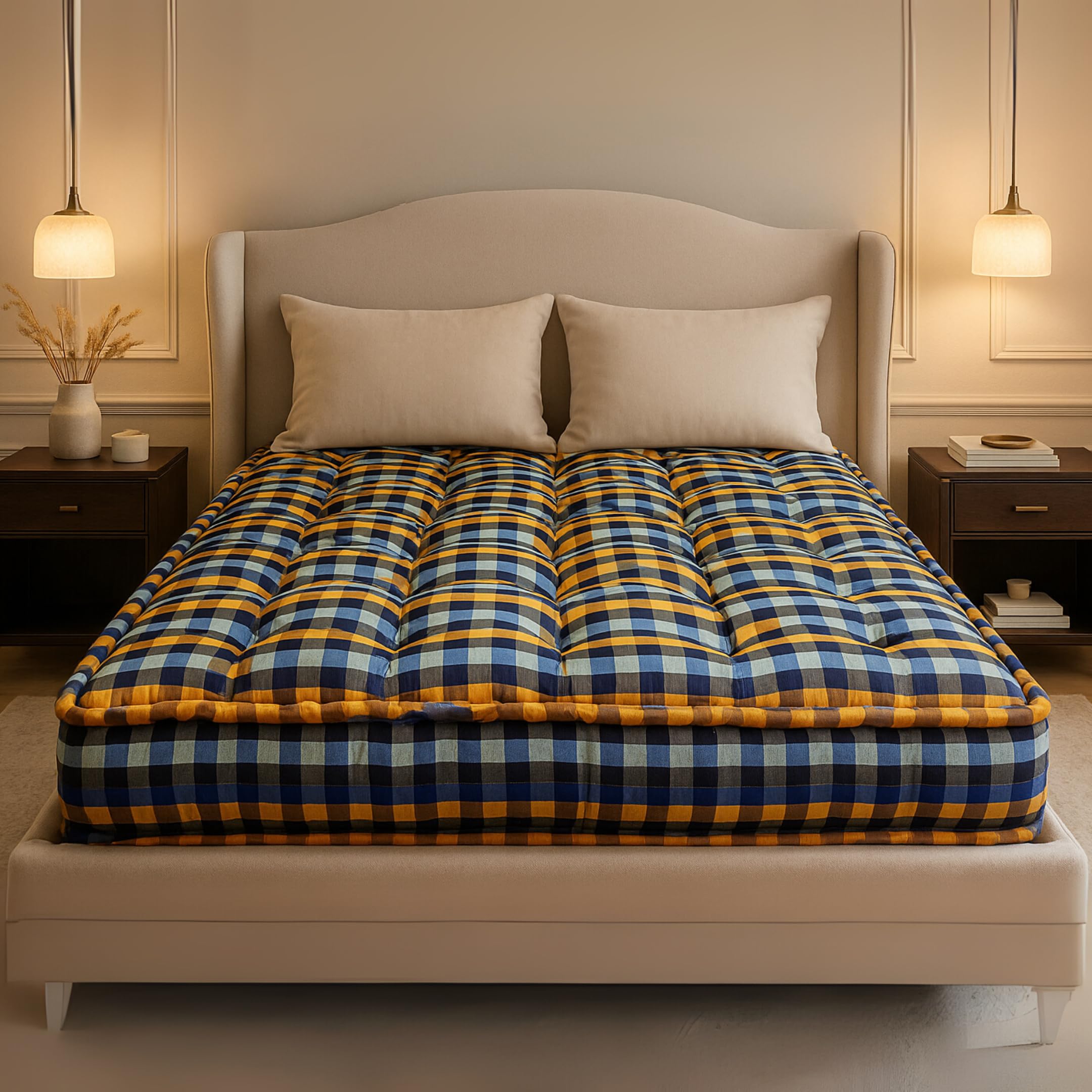 Drokona SleepSmart Soft Cotton Filled Mattress Gadda Soft & Reversible, Pure Cotton Fabric, Firm Gadda for Floor & Bed, (78 x 48 x 4 Inches,) | Your Comfort Spot | (Double (4x6.5))