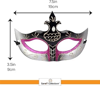 SandT Collection Harlequin Venetian Party Mask - Safari Animal Half Mask - One Size Fits All