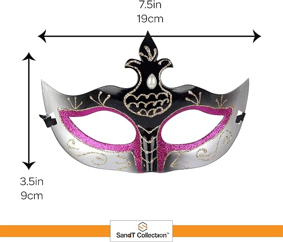 SandT Collection Harlequin Venetian Party Mask - Safari Animal Half Mask - One Size Fits All