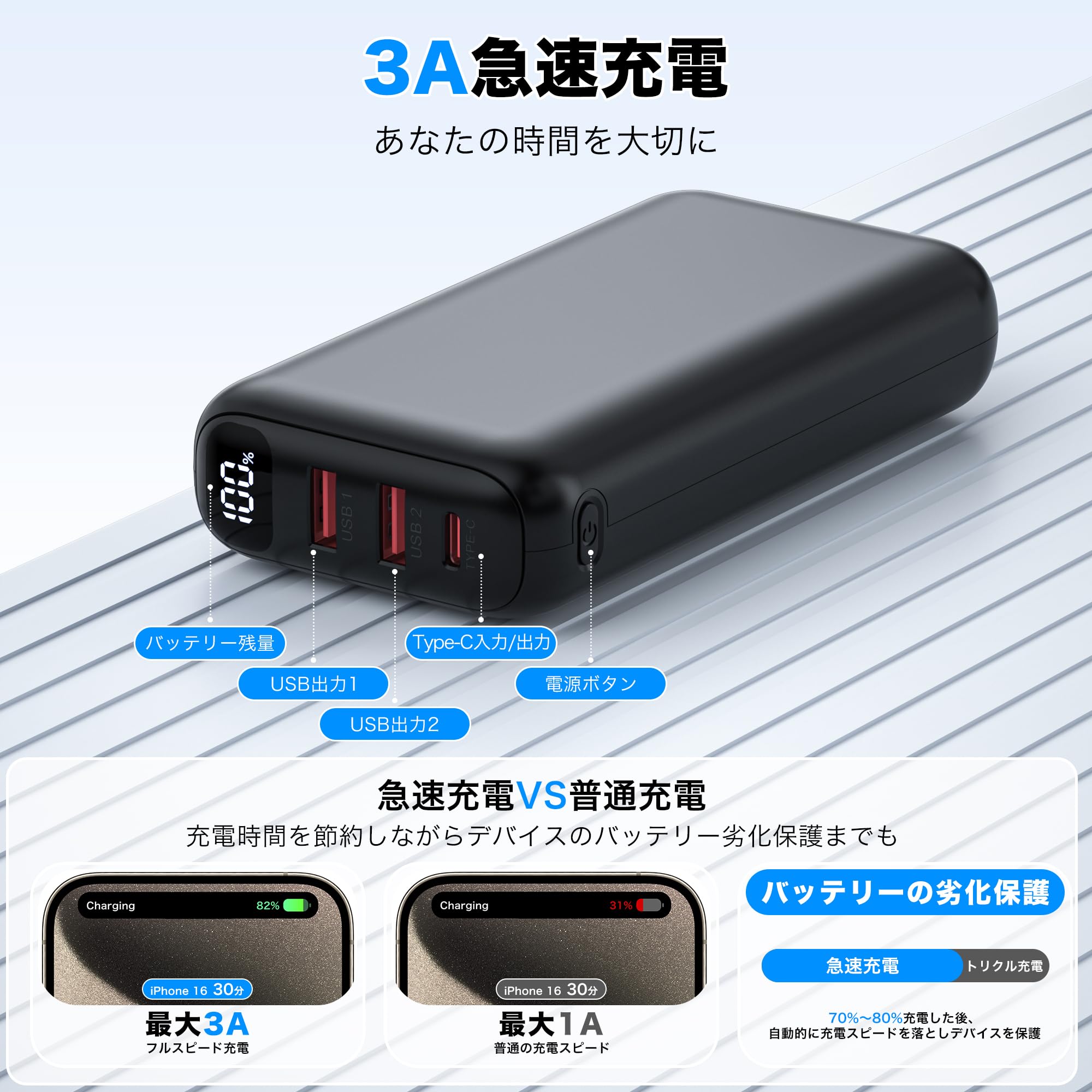 Amazon | 【2025新登場】モバイルバッテリー 大容量 50000mAh