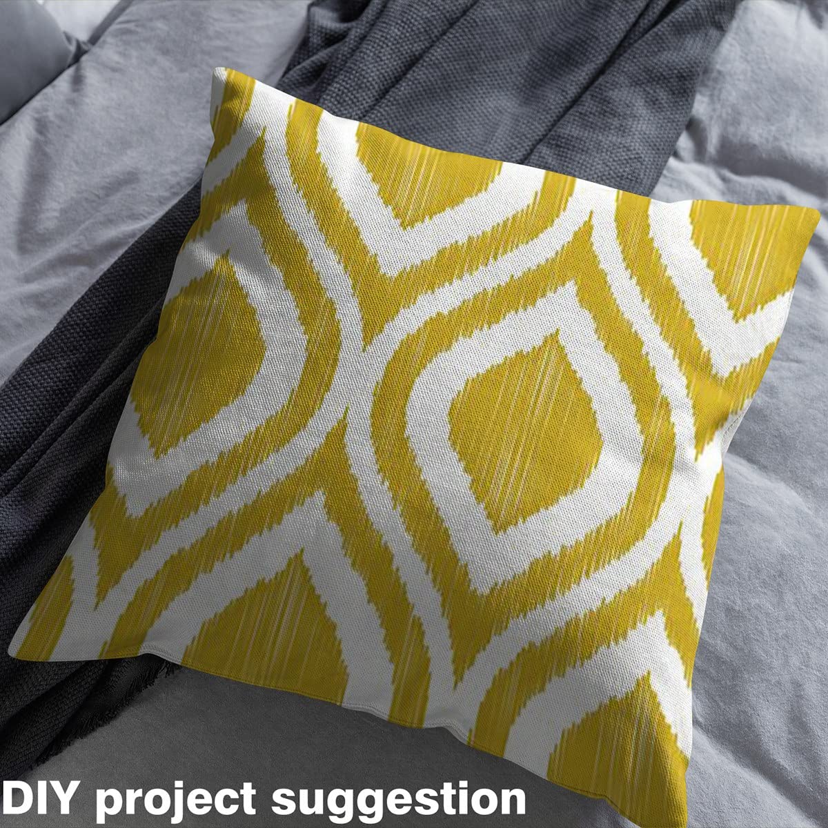 Ikat Polsterstoff Gebogener Maschenstoff Meterware Geometrisches Design Dekorativer Stoff Gestreifter Outdoor Stoff DIY Kunst Wasserdichter Stoff Polster und Wohnakzente Gelb Weiß 276 x 150 (HxB)