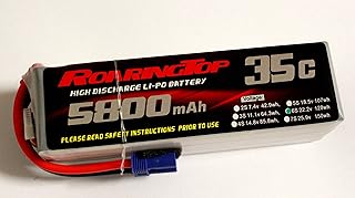 RoaringTop LiPo Battery Pack 35C 5800mAh 6S 22.2V with EC5 Plug for RC Car Boat Truck Heli Airplane