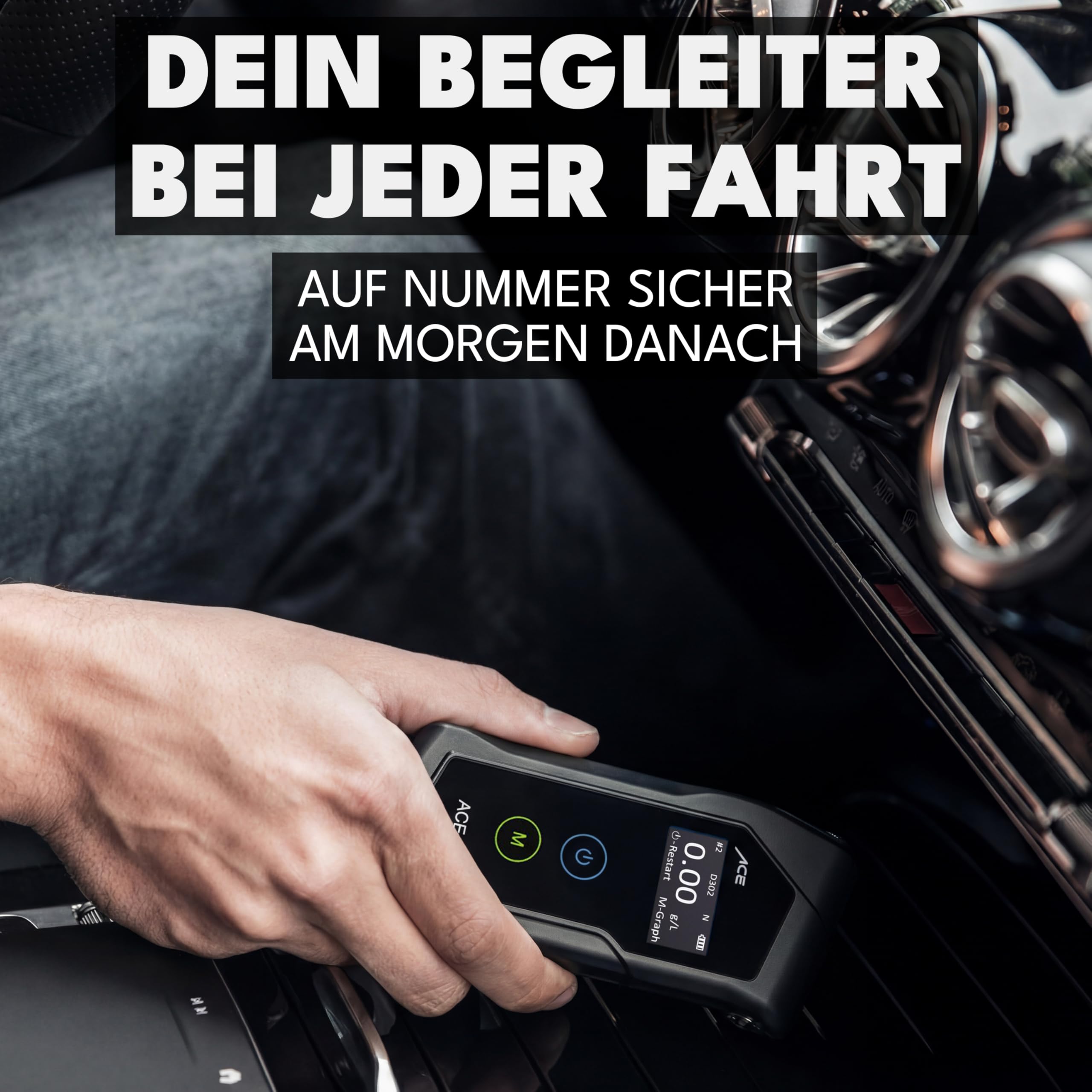 ACE X Alkoholtester Profi-Alkoholmessgerät 99,1% Genauigkeit elektrochemisch polizeigenau