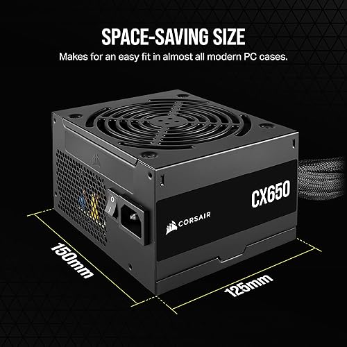 Miniatura 5 de CORSAIR CX650 80 Plus Bronze Fuente de alimentación ATX de bajo ruido no modular de 650 vatios - EE. UU. - Negro