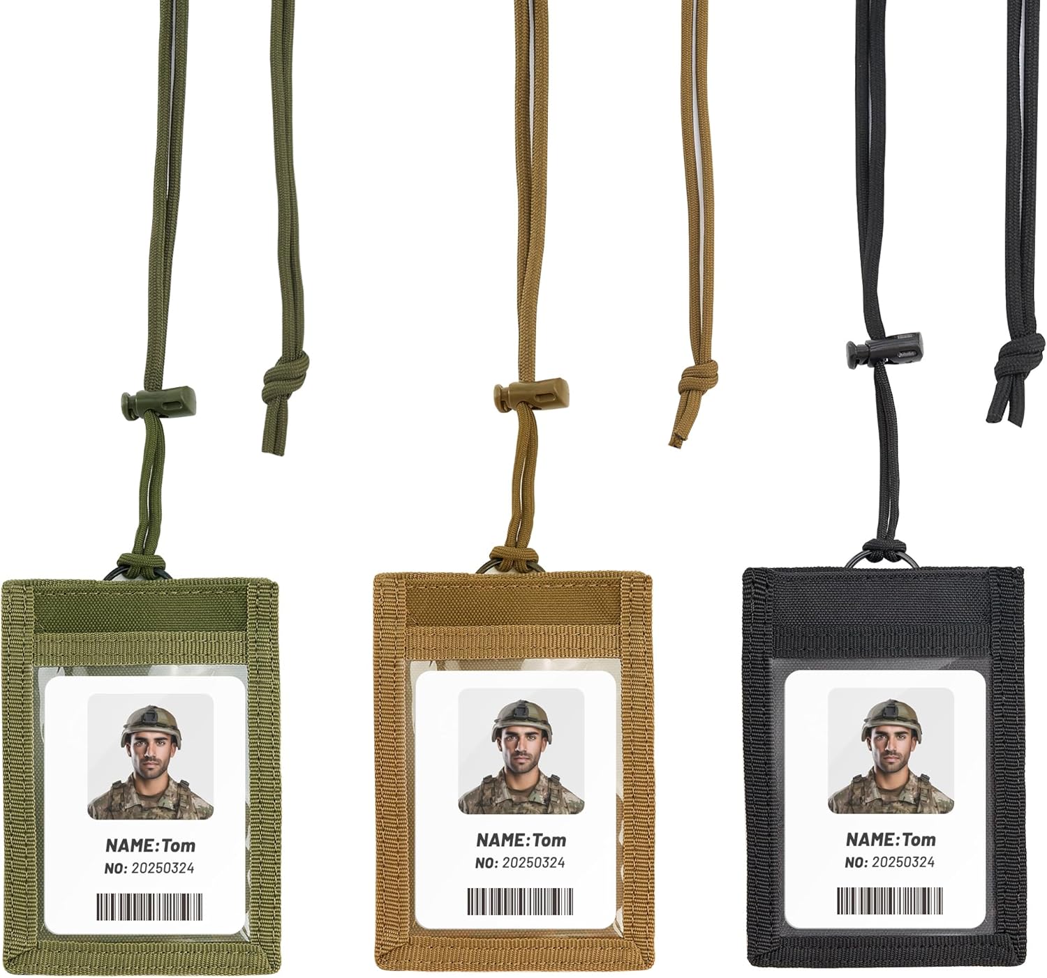 Tactical ID Badge Holder, 3 Pack Enhanced Security Detachable Tactical Badge Holder with Hook & Loop Adjustable Tactical Lanyard