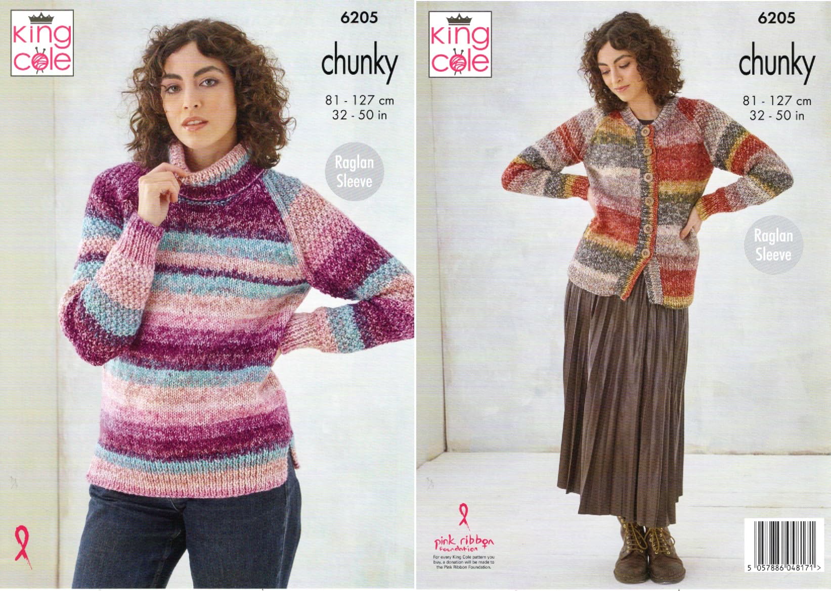 King Cole Ladies Knitting Pattern Womans Chunky Sweater & Cardigan (6205)