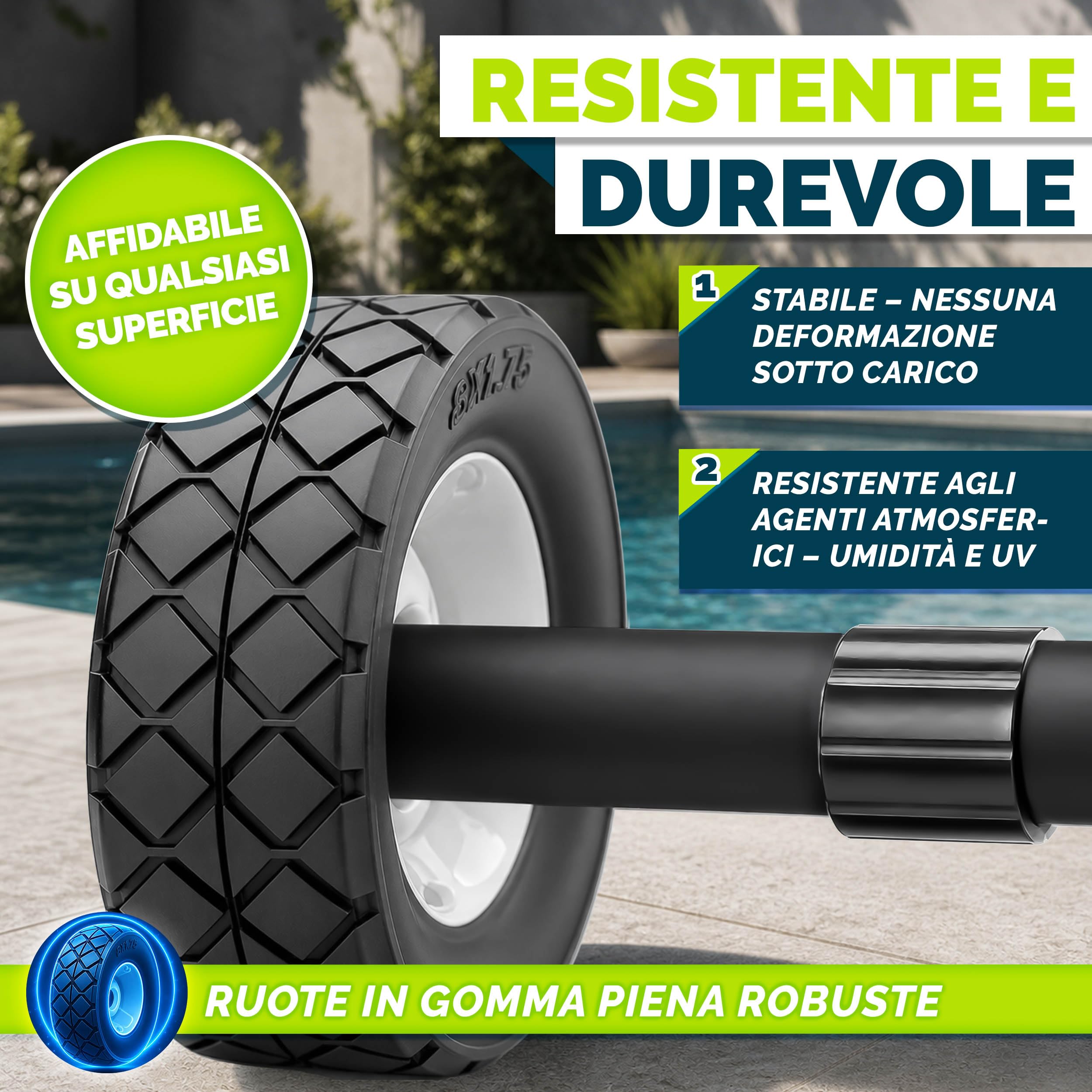 tillvex Rullo Avvolgitore per Telo da Piscina 3-5,70 m con termometro e nastri di fissaggio | Sistema di avvolgimento per Teli solari | Dispositivo di avvolgimento per Teli per Piscina e coperture