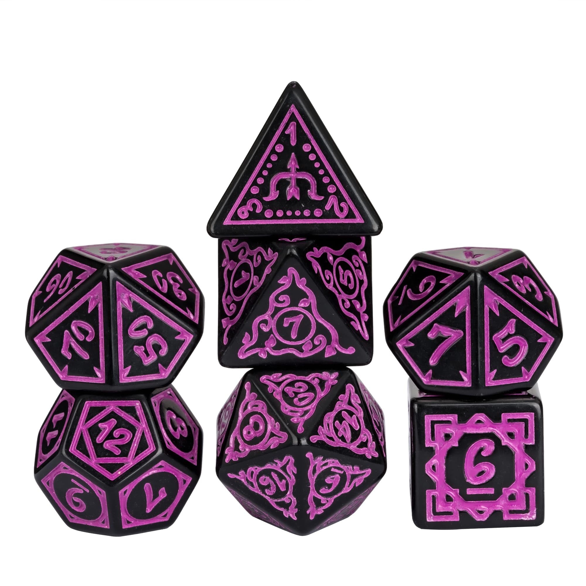 Cusdie 7Pcs/Set DND Dice Set D&D Polyhedral Dice for Dungeons and Dragons TTRPG Role Playing Dice Games RPGs (Purple Druid)