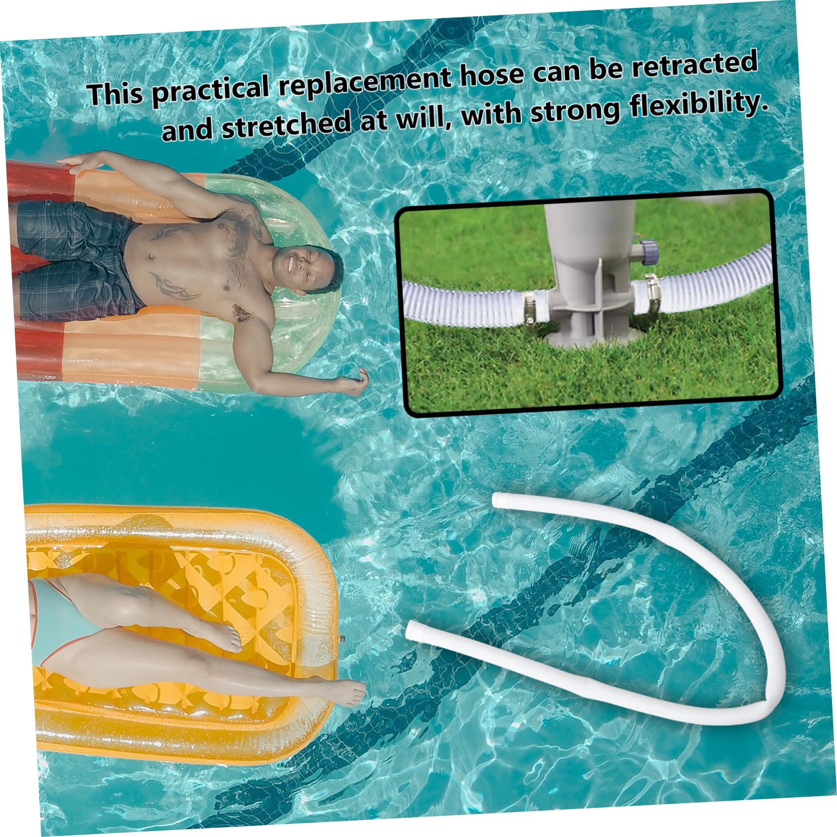 Mikikit Manguera De Piscina y Manguera De Repuesto Para Bomba De Filtro 6 Piezas Tamaño Estándar Resistente Al Desgaste Uso Piscina Diseño Antileak Ambientalmente Amigable