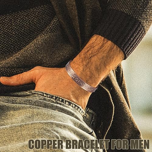 Miniatura 2 de Pulsera magnética de cobre para hombres para artritis y articulaciones, pulsera de terapia magnética de cobre puro, imán de 3500 Gauss