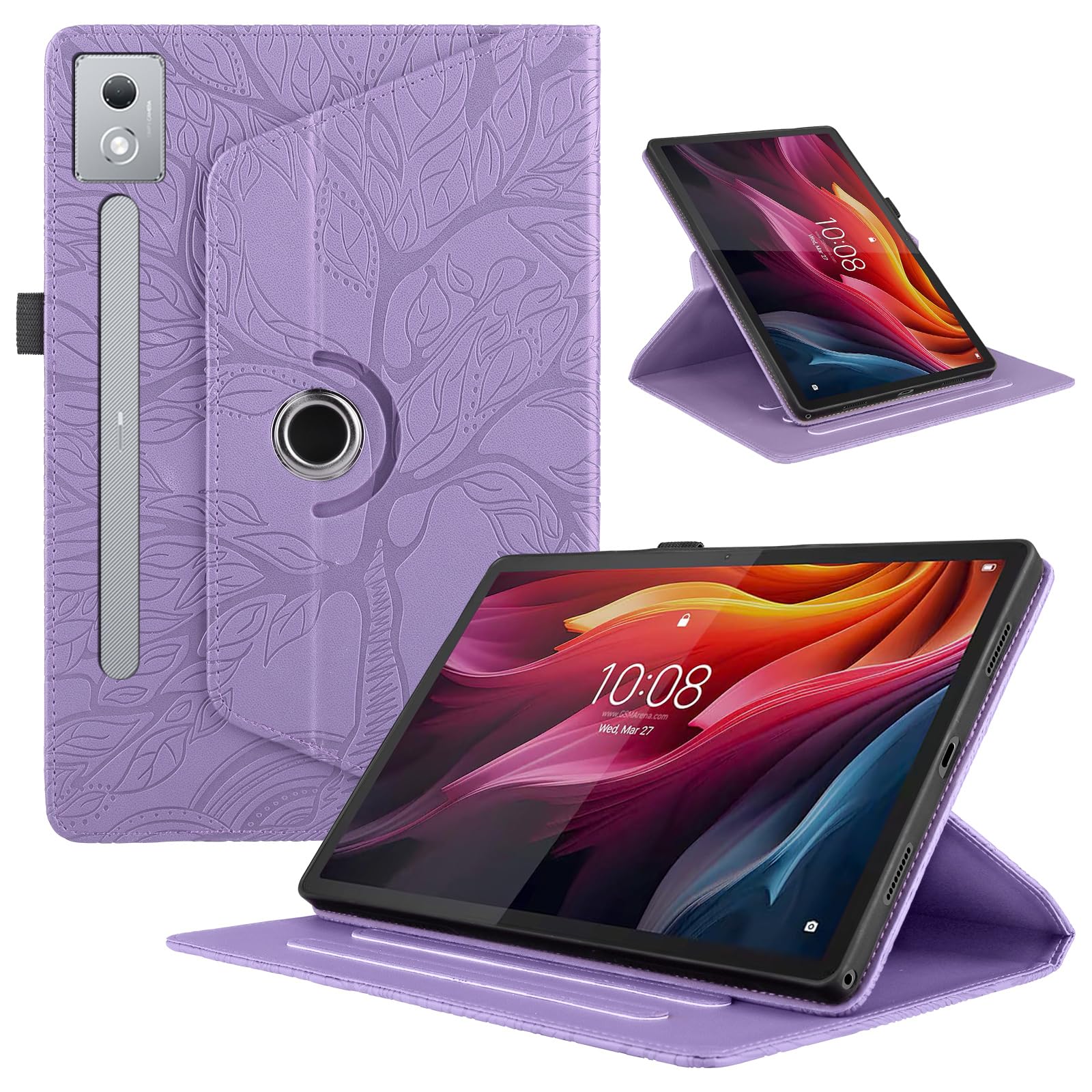 Funda para Samsung Galaxy Tab S9/ S8/ S7 11" (SM-X710/X700/T870) PU Cuero Tablets Protectora Cover 360°Carcasa Giratoria de ángulo Múltiple Stand Función Tablets Funda,Rojo Árboles — view 49