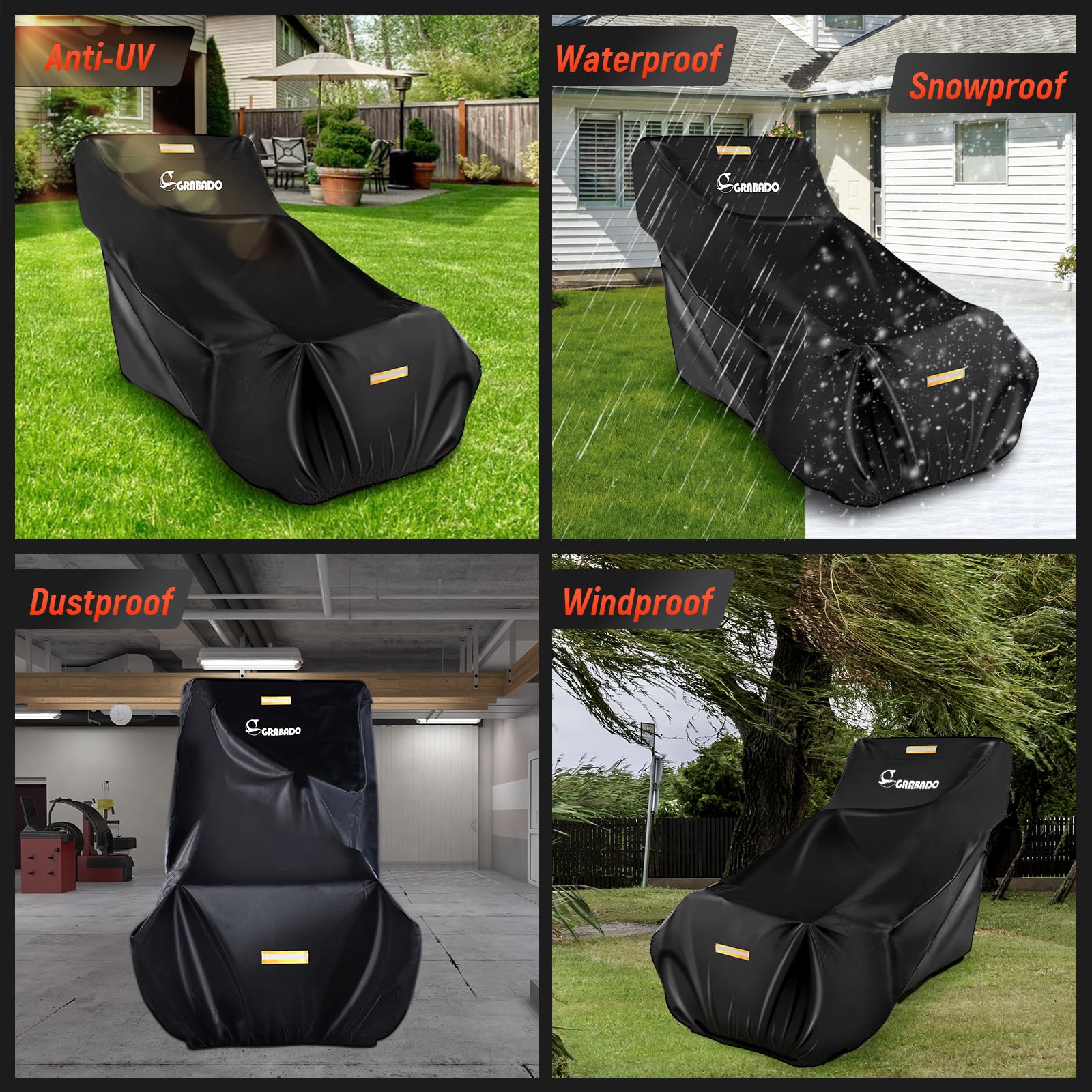 Snow Thrower Cover,Heavy Duty 420D Snow Blower Cover with Waterproof Strip,Air Vent,2 Reflective Handles,Windproof Buckle,Universal Protective Snow Blower Accessories for Two Stage Snow Thrower - Image 3