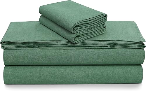 Tribeca Living - Juego de sábanas de 100% franela de algodón de hilo portugués teñido, ropa de cama suave y aterciopelada, bolsillos extraprofundos,